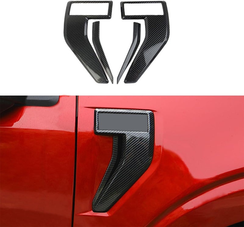 Keptrim for Ford F-150 2021 2022 2023 2024 2025 Front Fender Air Outlet Vent Cover Trim, ABS Carbon Fiber, 4pcs - Image 1